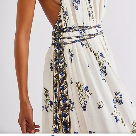 Free People Art Nouveau Maxi Dress Strappy Floral Print Asymmetrical Hem Sm NWT - Picture 10 of 15